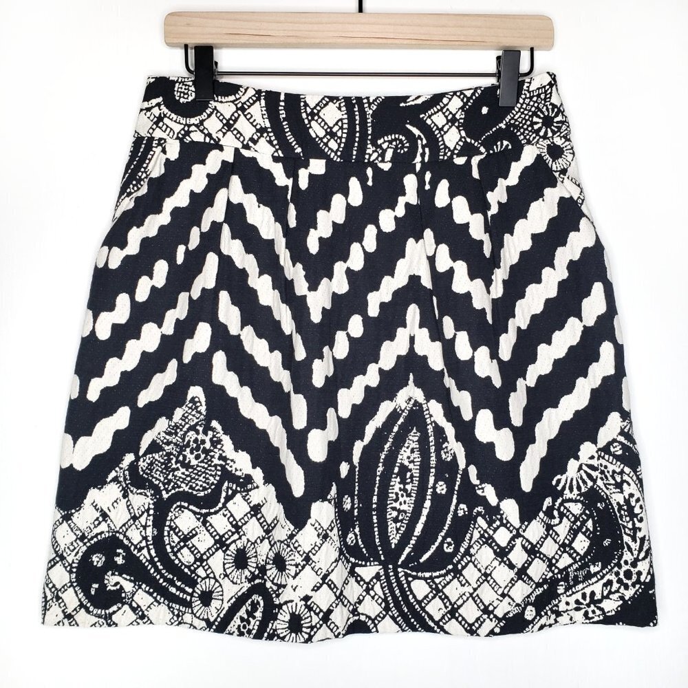 Desigual Great‎ Moments Skirt 40 M/8 Black Ivory Jacquard Textured Boho Artsy - Picture 2 of 9